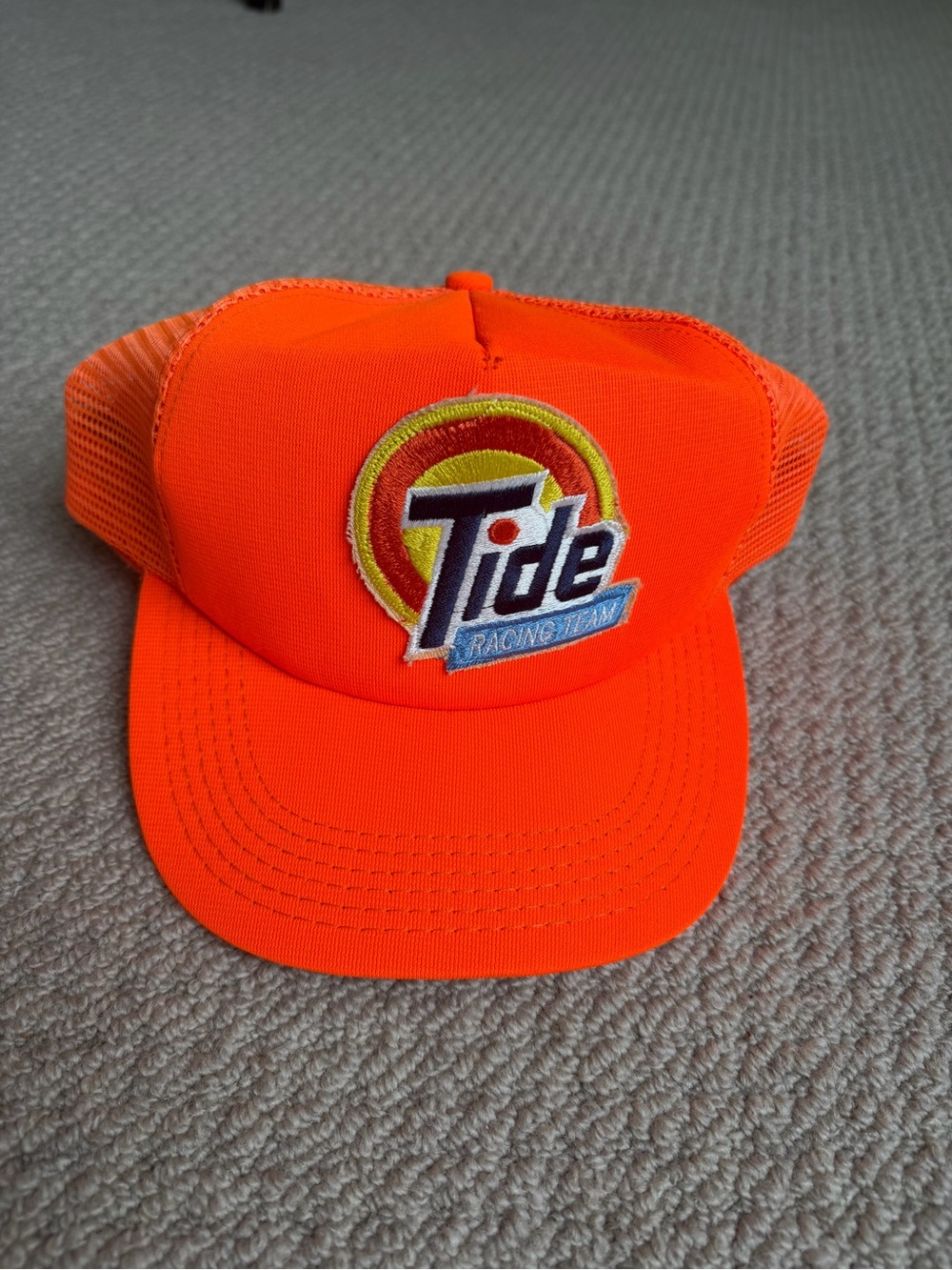 Vintage Tide Racing Team Mesh Trucker Snapback Hat Cap NASCAR Made in USA Orange